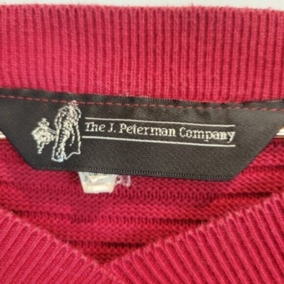 The J. Peterman Company | V neck long sleeve Ribbed Sweater Red - Picture 6 of 6